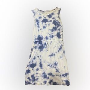 GAP Girls' Sleeveless Tie-Dye Dress in Blue and White